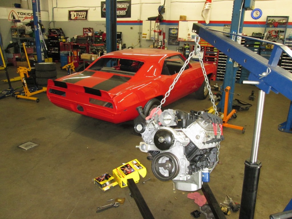Camaro almost ready to accept the engine. Brakes and suspension getting